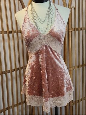 Blush Pink Velvet Lace Cami